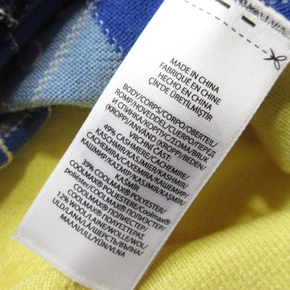 NWT Polo Ralph Lauren Golf Pullover in Yellow Argyle Cashmere-Blend Sweater S - Picture 6 of 9
